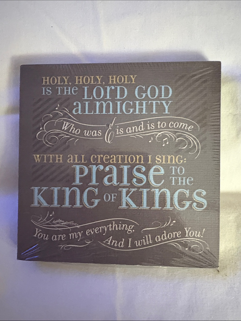 Religious Wall Art Sign - King of Kings - Blue & Gold Text 5.5” x 5”